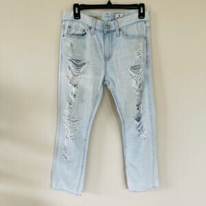 AG Adriano Goldschmied The Drew Straight Leg Boyfriend Distressed Jeans (25 R)
